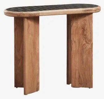 Consola De Entrada 100x40 Cm Em Azulejos E Madeira De Acácia Aitana Castanho Chocolate - Castanho Acácia - Sklum