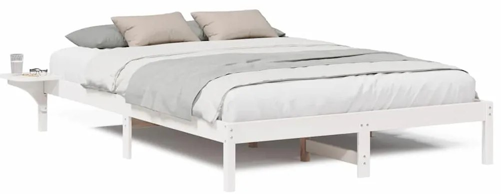 Estrutura de cama com mesas de cabeceira Branco 140 x 200 cm
