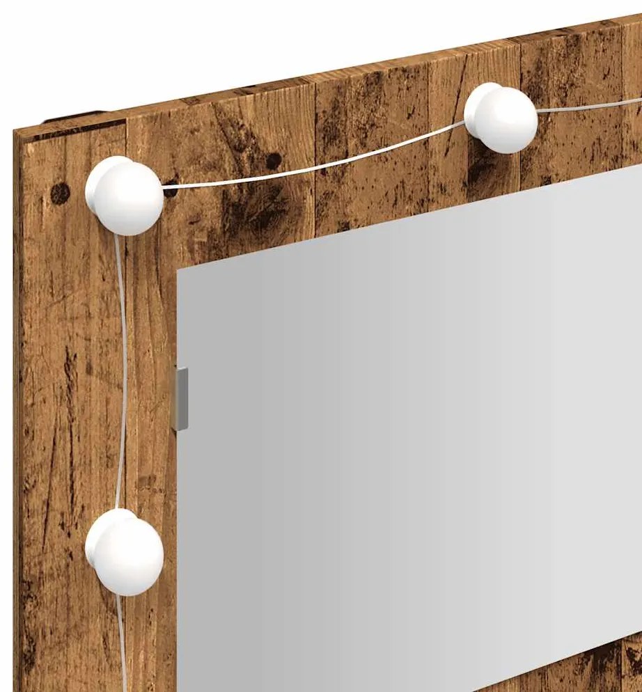 Toucador de Parede com Luzes LED - 90x31,5x62 cm - madeira velha