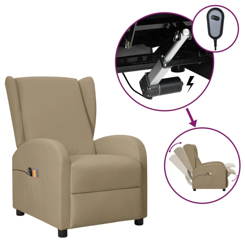 vidaXL Poltrona reclinável elétrica couro artificial cappuccino