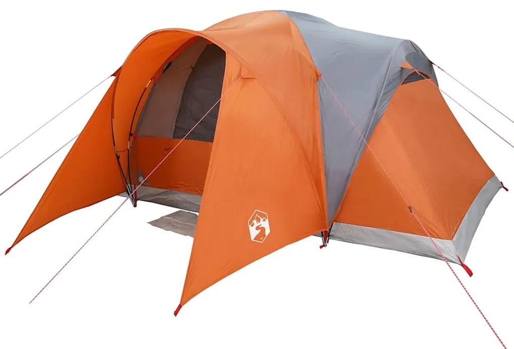 Tenda familiar cúpula para 6 pessoas impermeável cinza/laranja