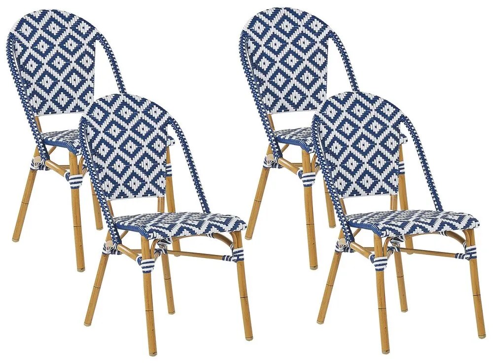 Conjunto de 4 cadeiras de jardim azuis e brancas RIFREDDO Beliani