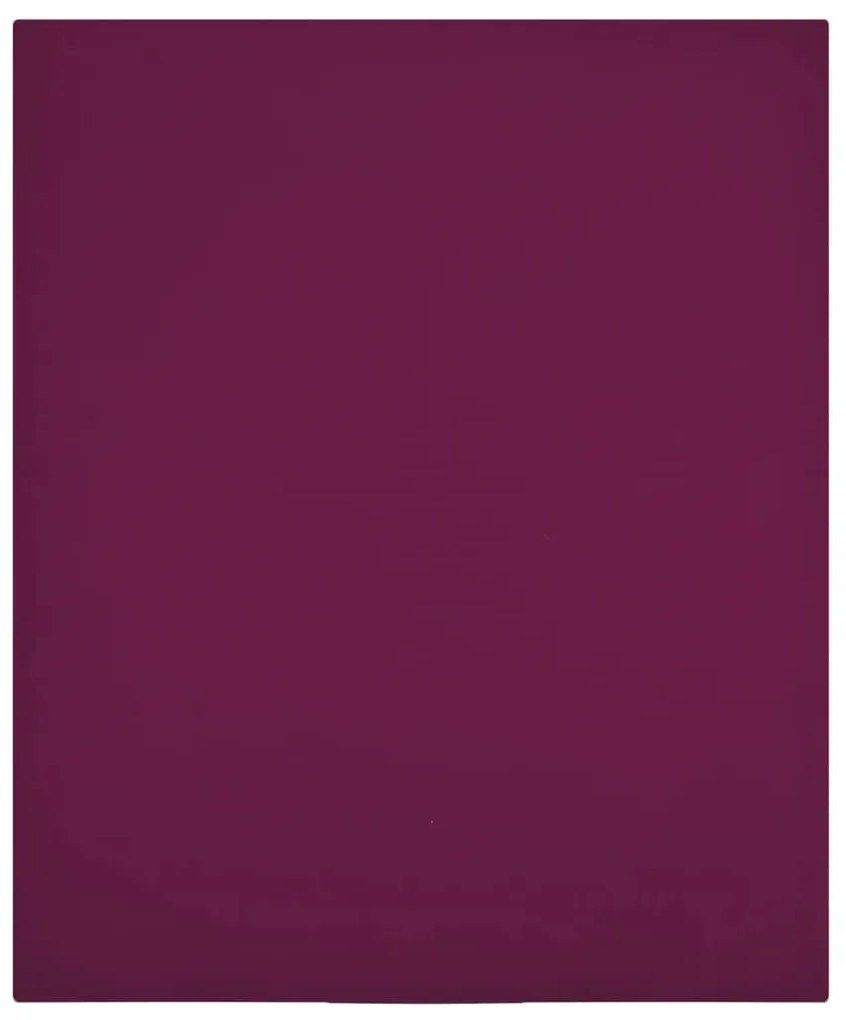 Lençóis ajustáveis 2 pcs 100x200 cm algodão jersey bordô