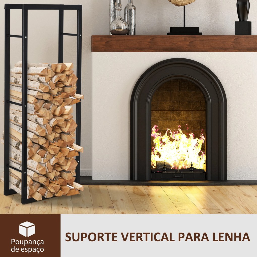 Suporte para Lenha de Metal Porta Lenha Metálico para Interior e Exter