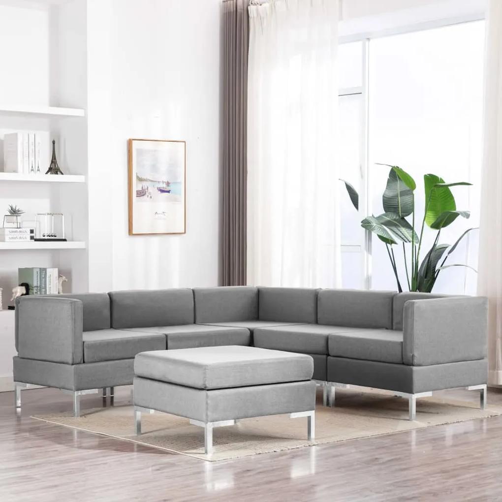 6 pcs conjunto de sofás tecido cinzento-claro