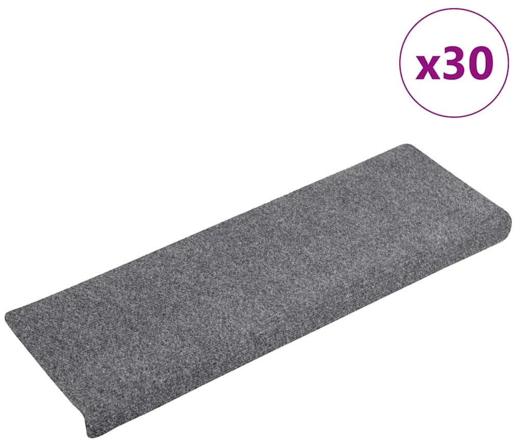 Tapetes de escada autoadesivos 30 pcs 65x21x4cm cinzento-claro