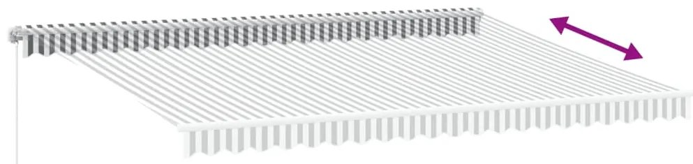 Toldo retrátil manual com LED 500x300 cm antracite/branco