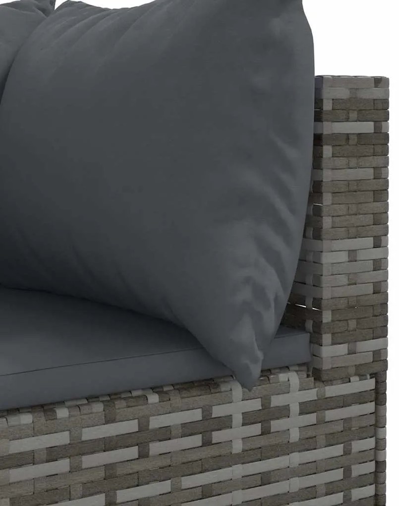 6 pcs conjunto lounge de jardim c/ almofadões vime PE cinzento