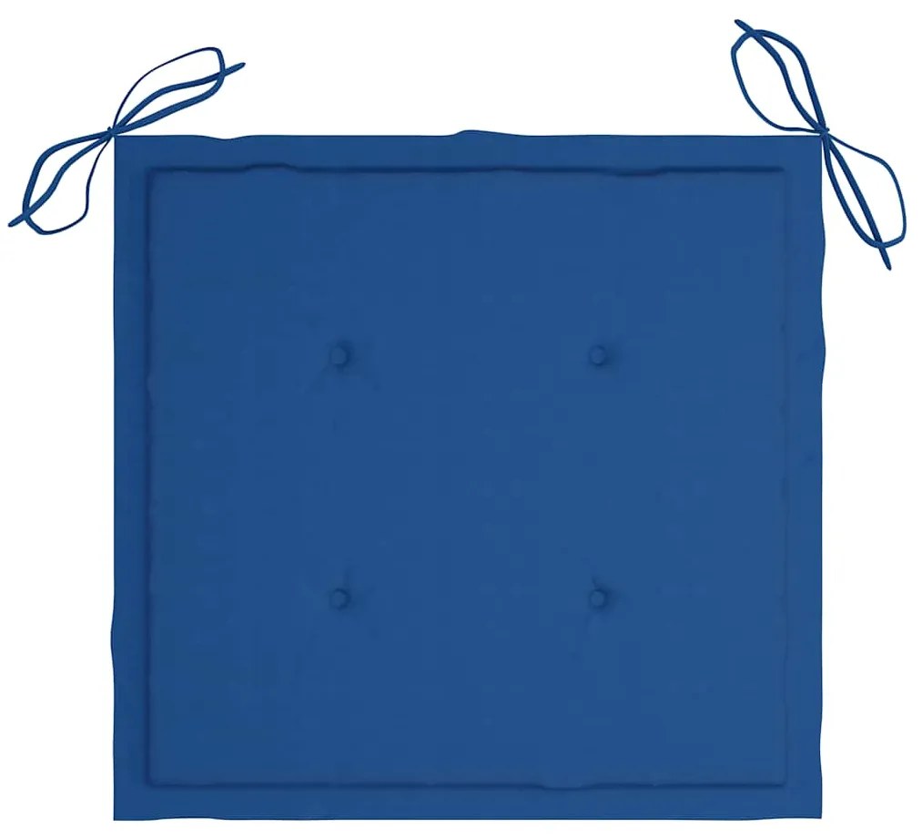 Cadeira de baloiço com almofadão azul real teca maciça