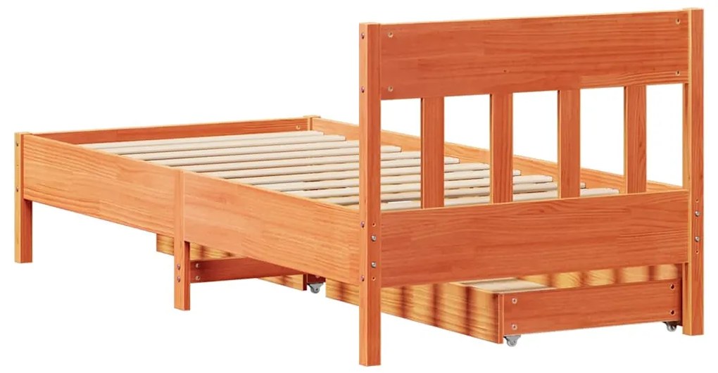 Cama sem colchão 100x200 cm pinho maciço castanho-mel