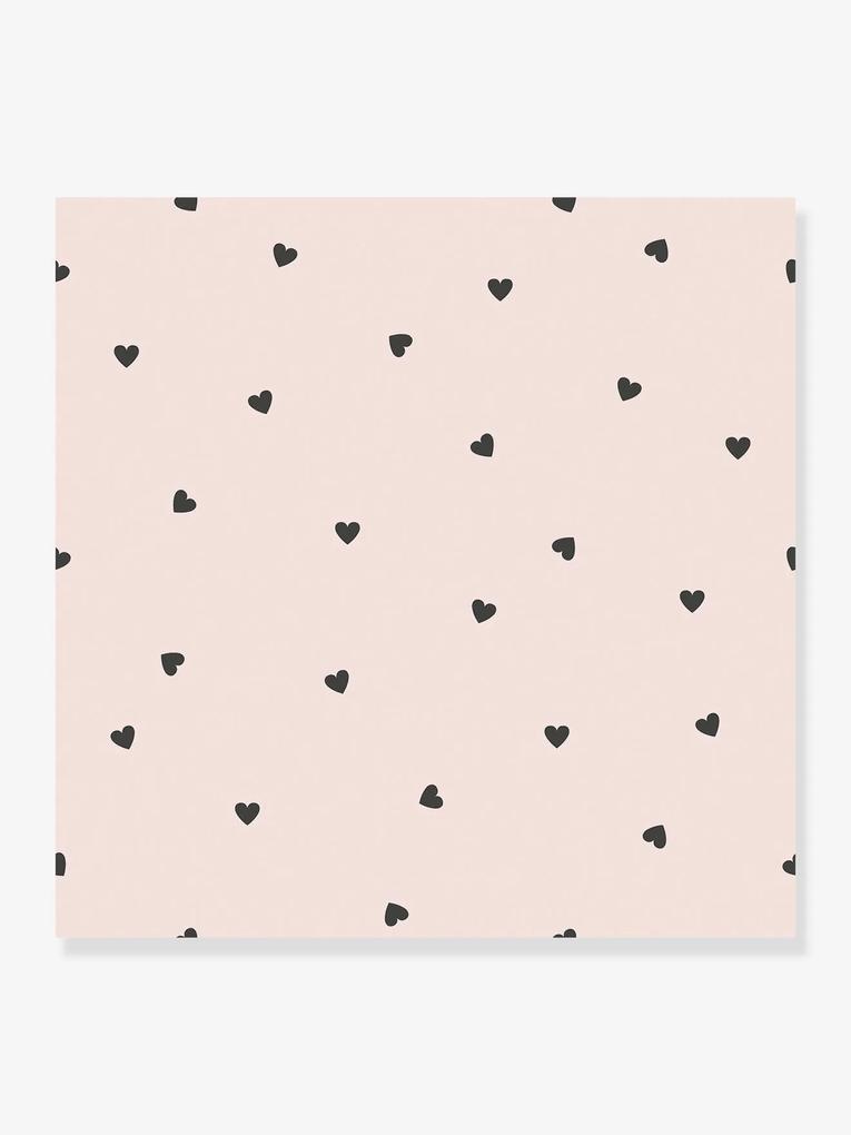 Papel de parede tecido LILIPINSO - Corações Pretos rosa medio liso com motivo