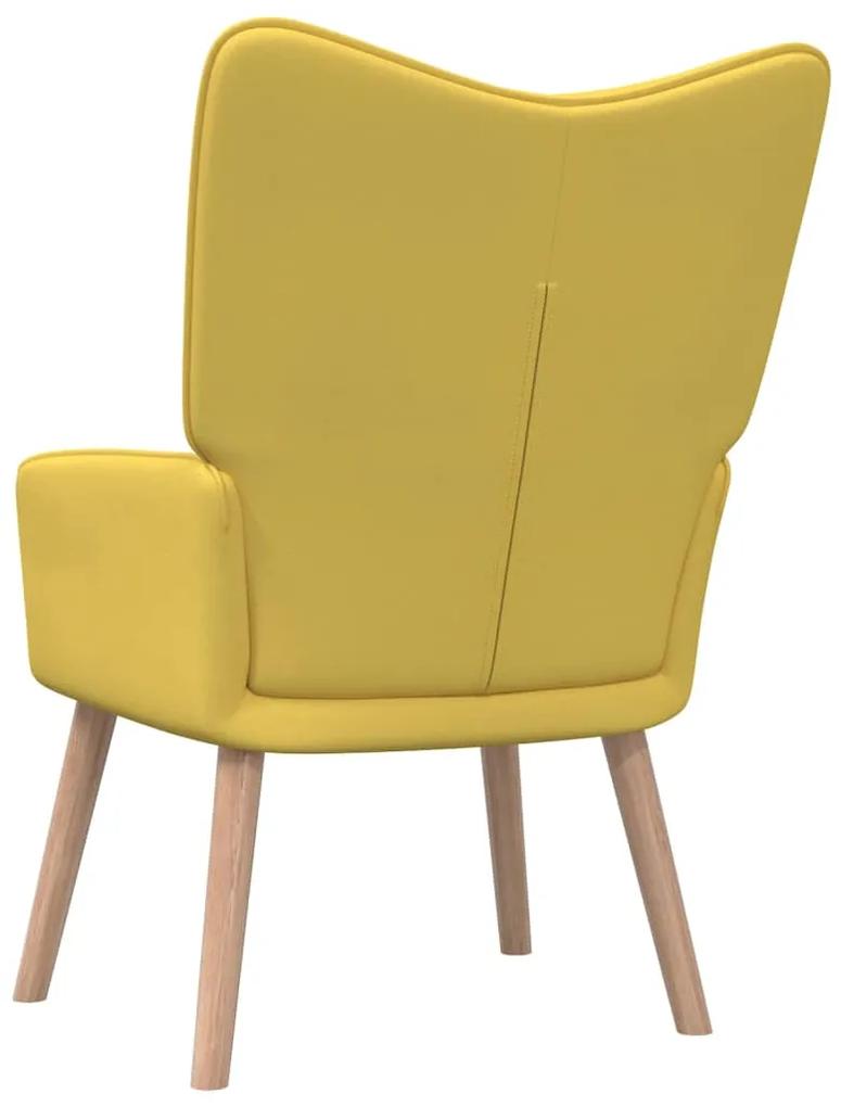 Cadeira de descanso com banco tecido amarelo mostarda