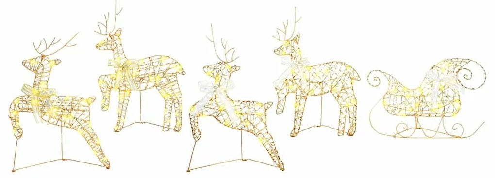 vidaXL Renas de LED com 40 LEDs 5 pcs Ouro PET