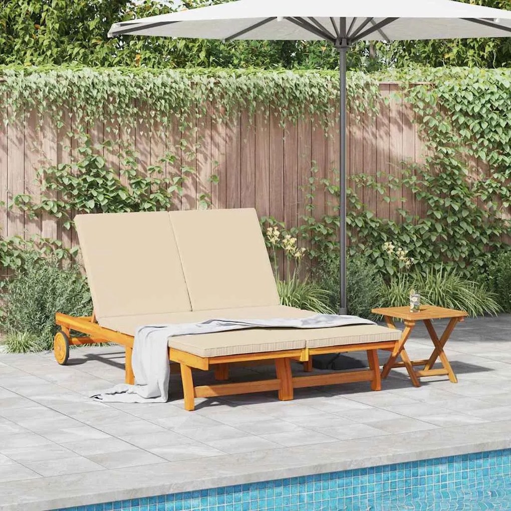 vidaXL Espreguiçadeira com almofada 2-pessoa Castanho 125 x 200 x 84cm