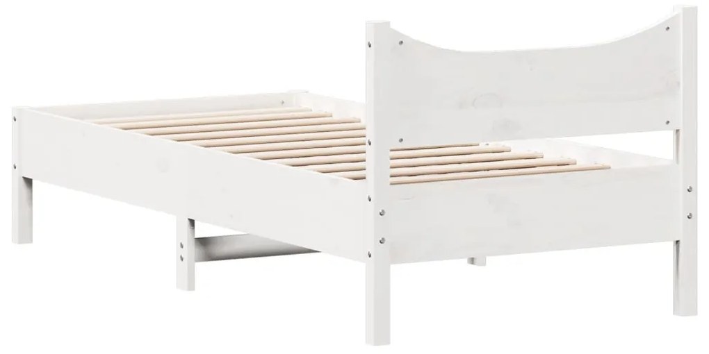Cama sem colchão 75x190 cm madeira de pinho maciça branco