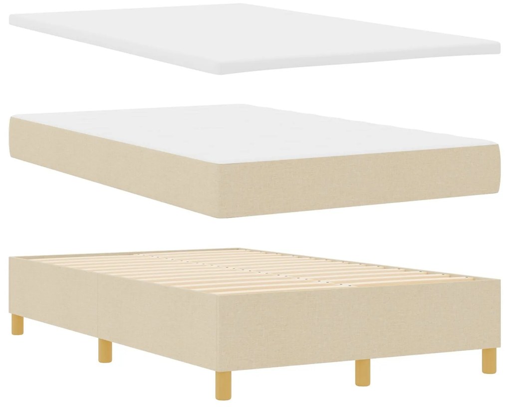 Cama Box Spring com Colchão Creme 120x200 cm Tecido