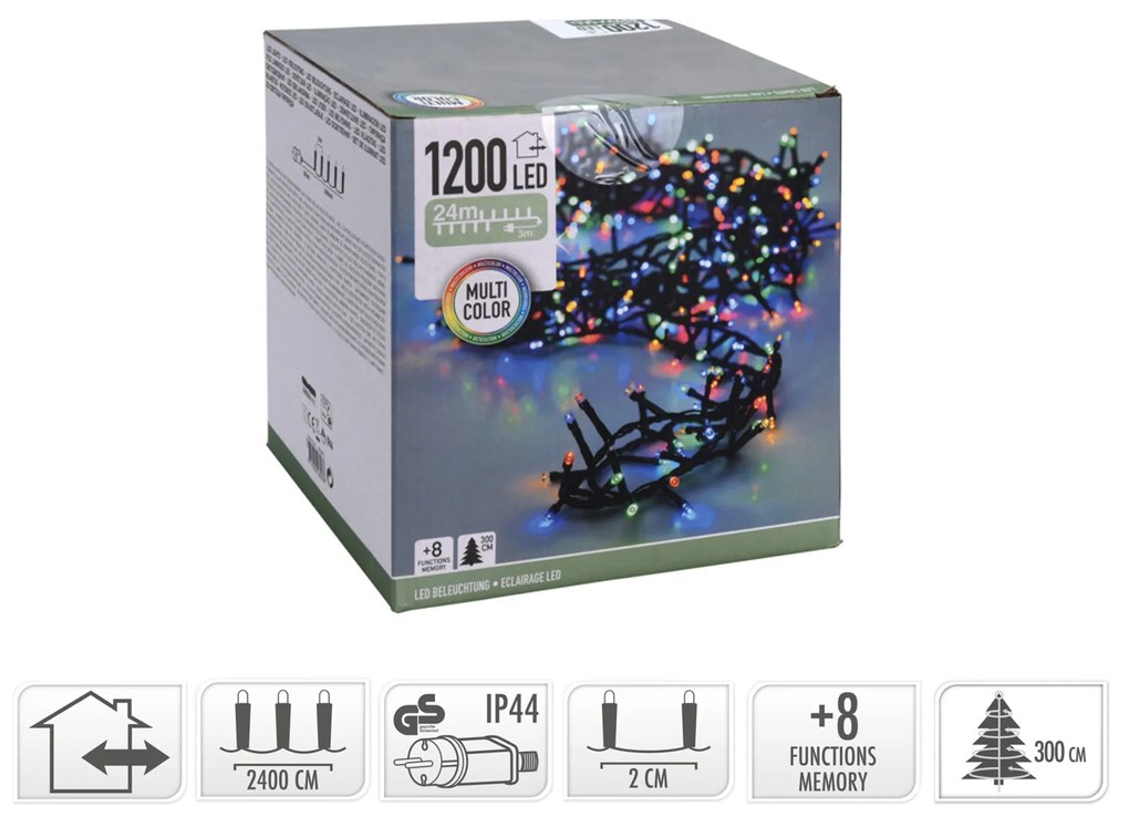 Grinalda 1200 Leds Luz Multicor 24M