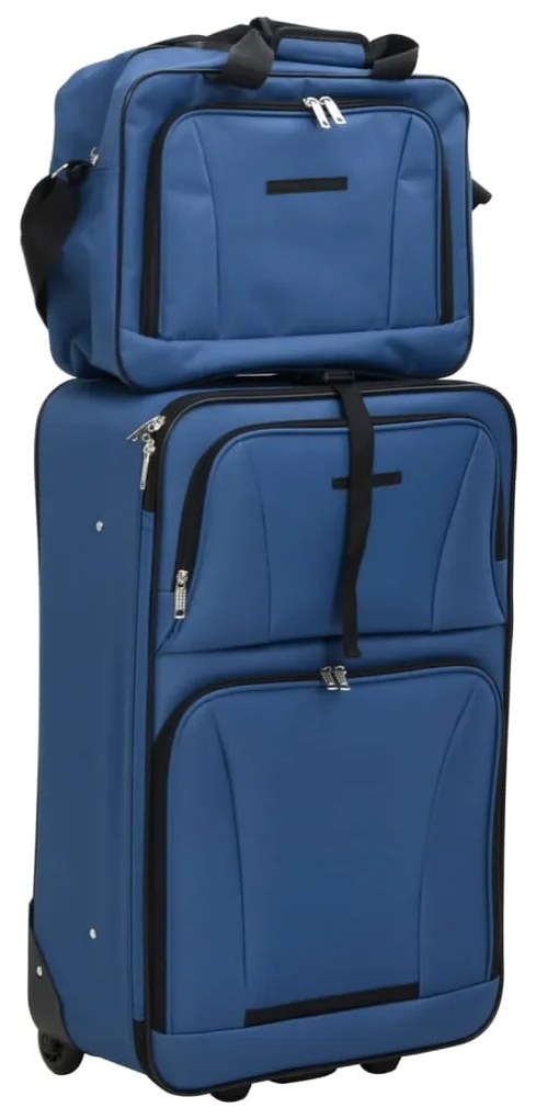 5 pcs conjunto malas de viagem tecido azul