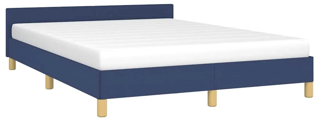 Estrutura cama c/ cabeceira sem colchão 140x190 cm tecido azul