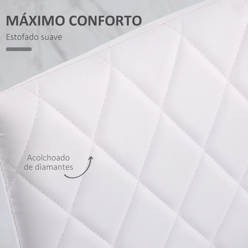 HOMCOM Conjunto de 4 Cadeiras de Sala de Jantar Estofadas com Pés de Metal Cadeiras Modernas para Cozinha Carga Máxima 41x50x91cm Branco