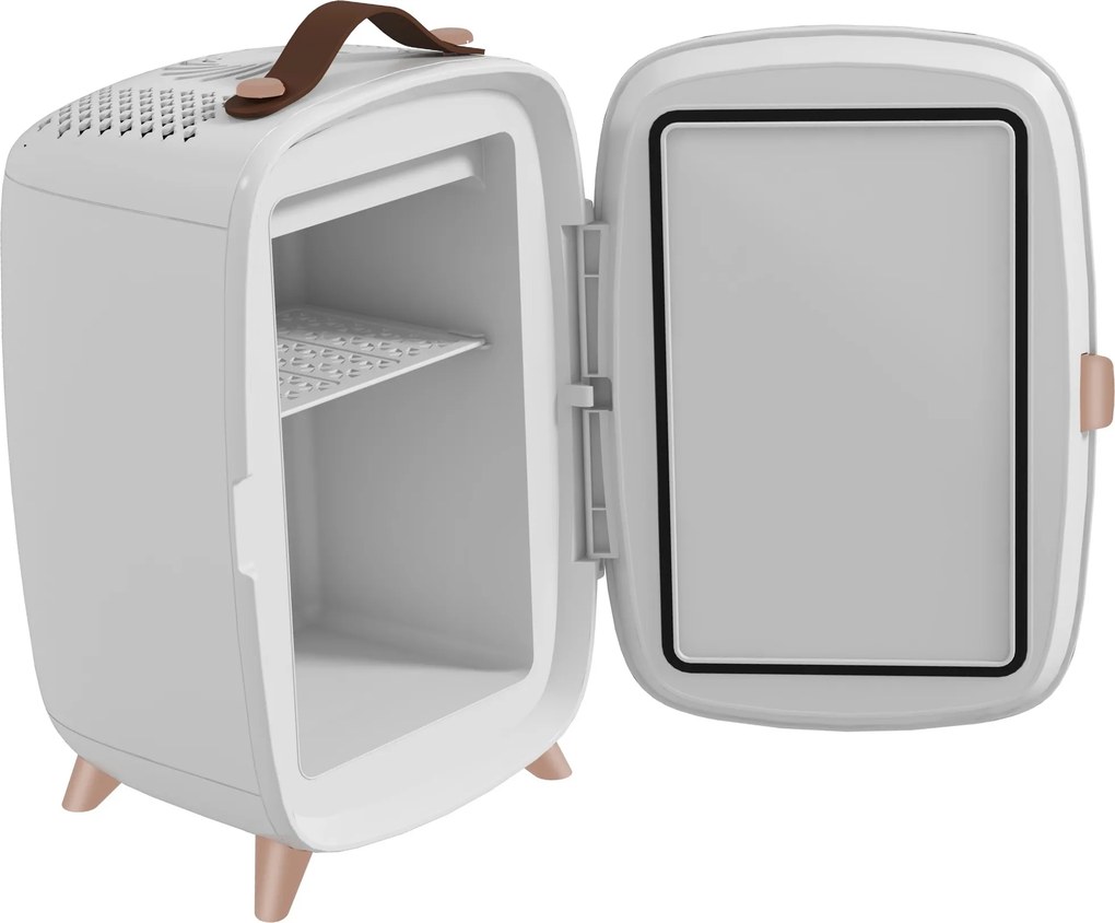 Mini Frigorífico de Cosméticos 6L de 9V com Porta com Espelho e Luz LED Ajustável em 3 Níveis 24,3x19,4x35,6 cm Branco