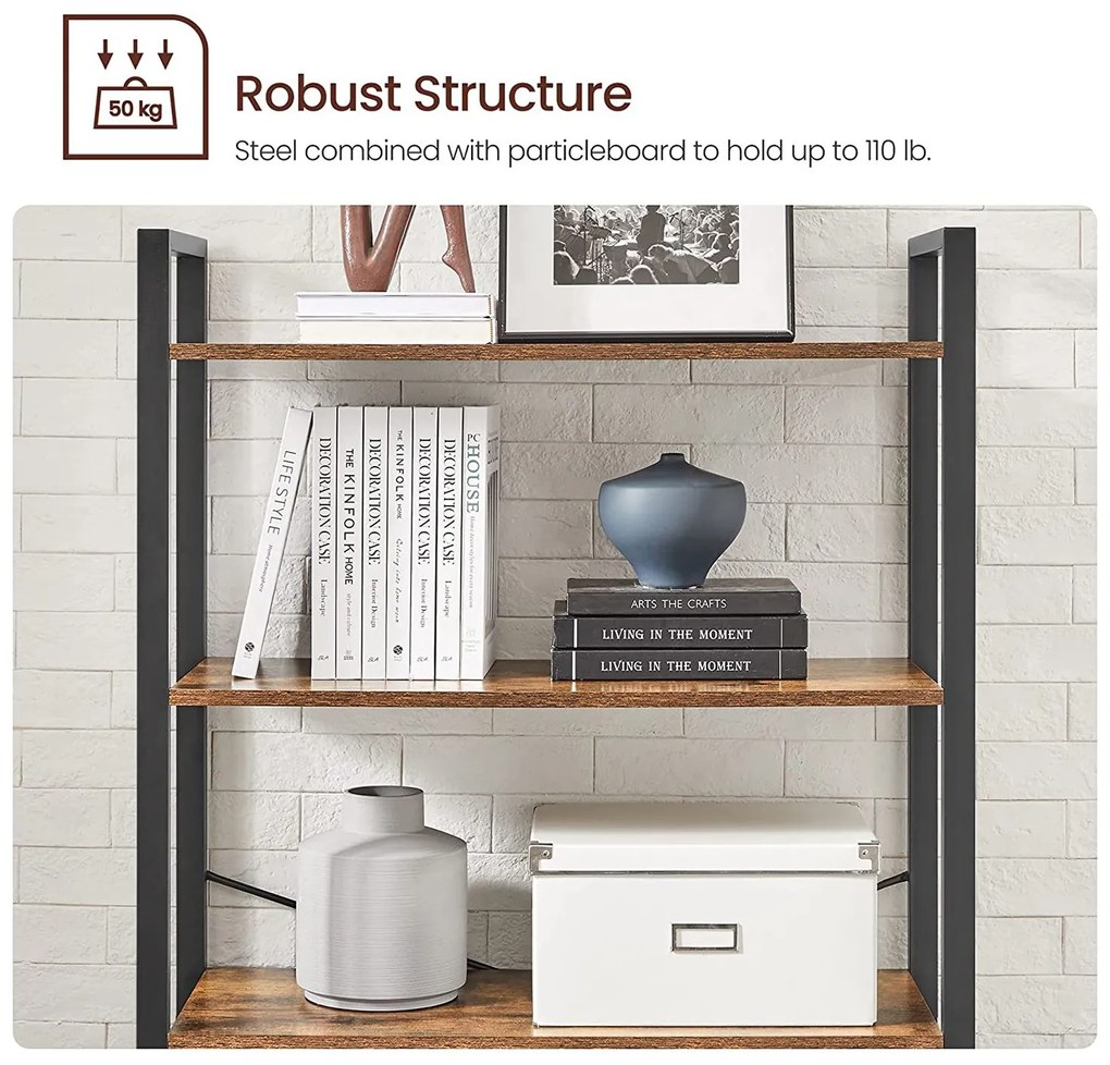 Estante com 6 níveis Estante 6 níveis 30 x 80 x 186 cm em design industrial Castanho Vintage-preto