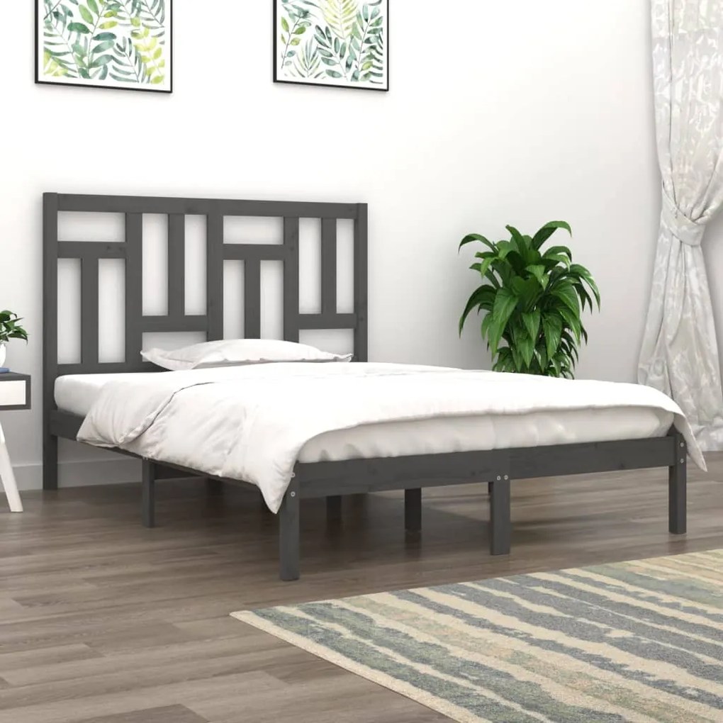 vidaXL Estrutura de cama 200x200 cm pinho maciço cinzento