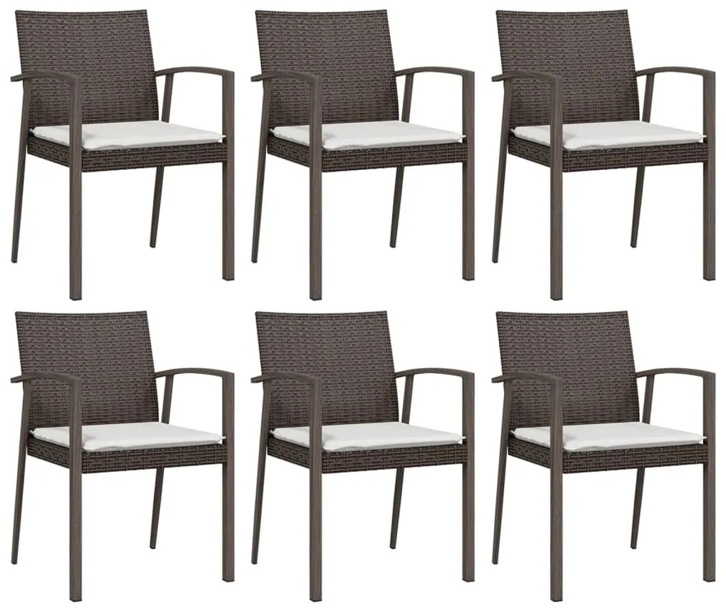 7 pcs conjunto de jantar p/ jardim c/ almofadões vime PE e aço