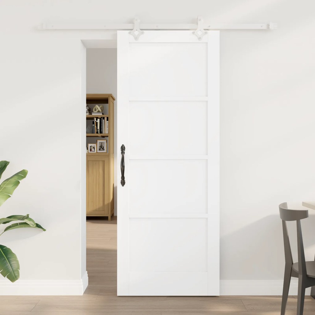 Porta Deslizante vidaXL com Conjunto de Ferragens Brancas 78x202 cm Ma
