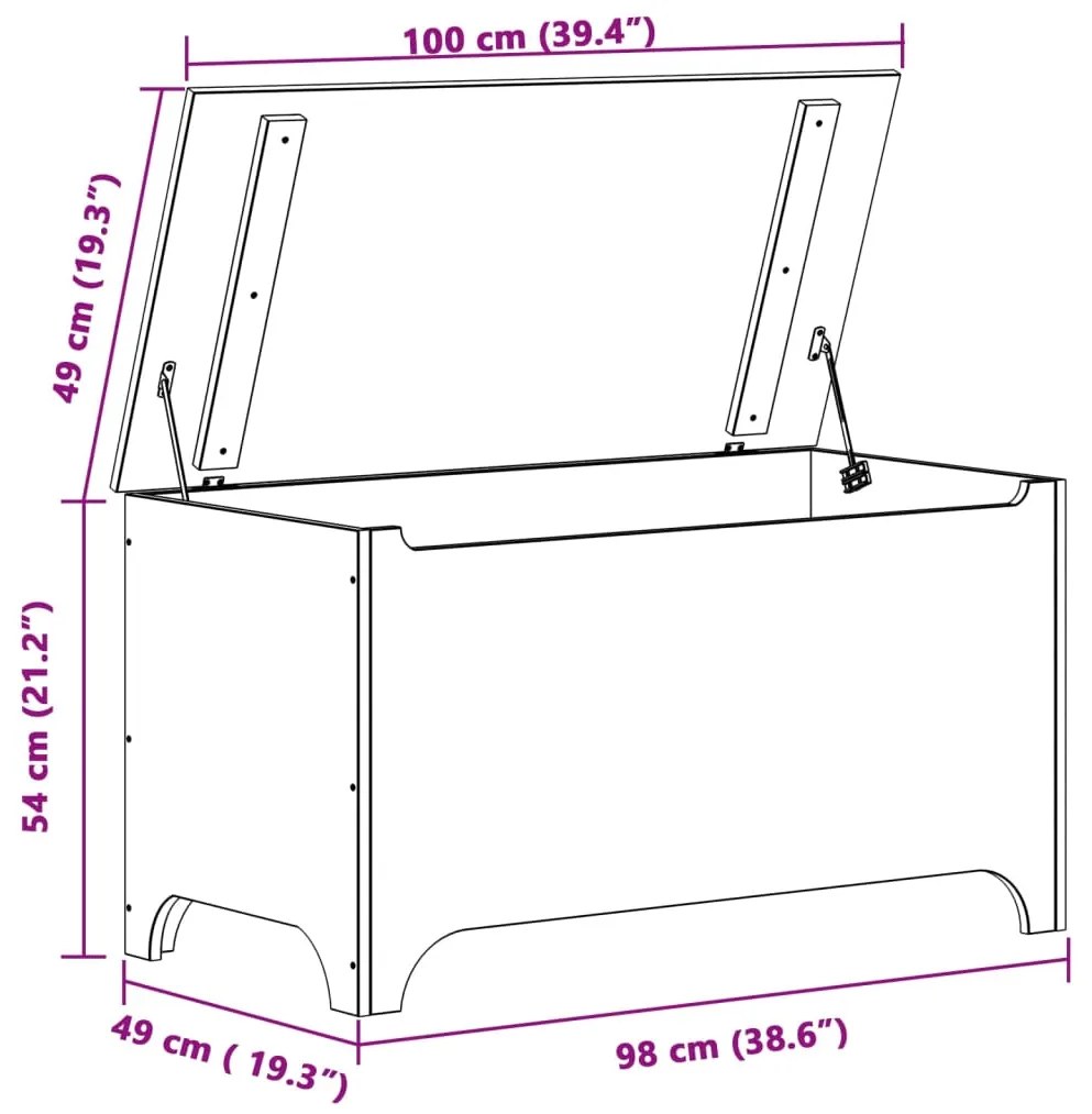 Caixa de arrumação com tampa RANA 100x49x54 cm pinho maciço