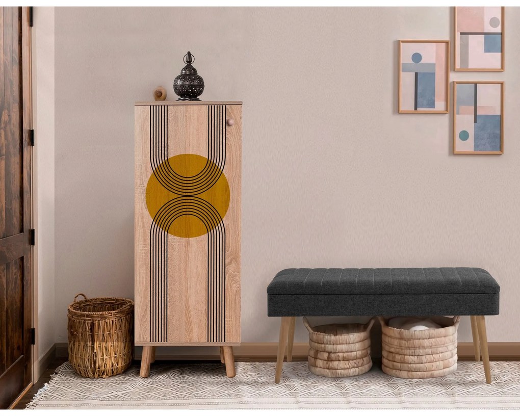 Conjunto de Mobiliário de Entrada Vegas – Sonomo/Antracite – Sapateira