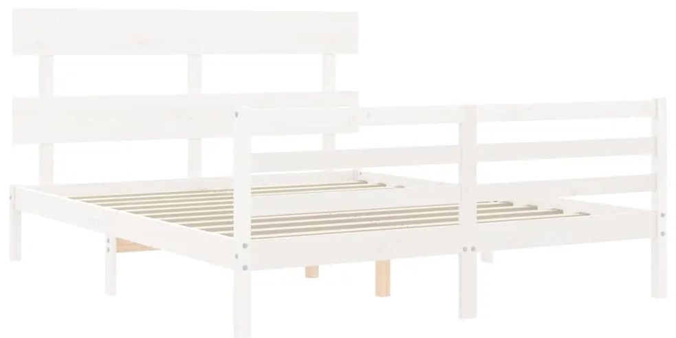Estrutura de cama com cabeceira 160x200 cm madeira maciça
