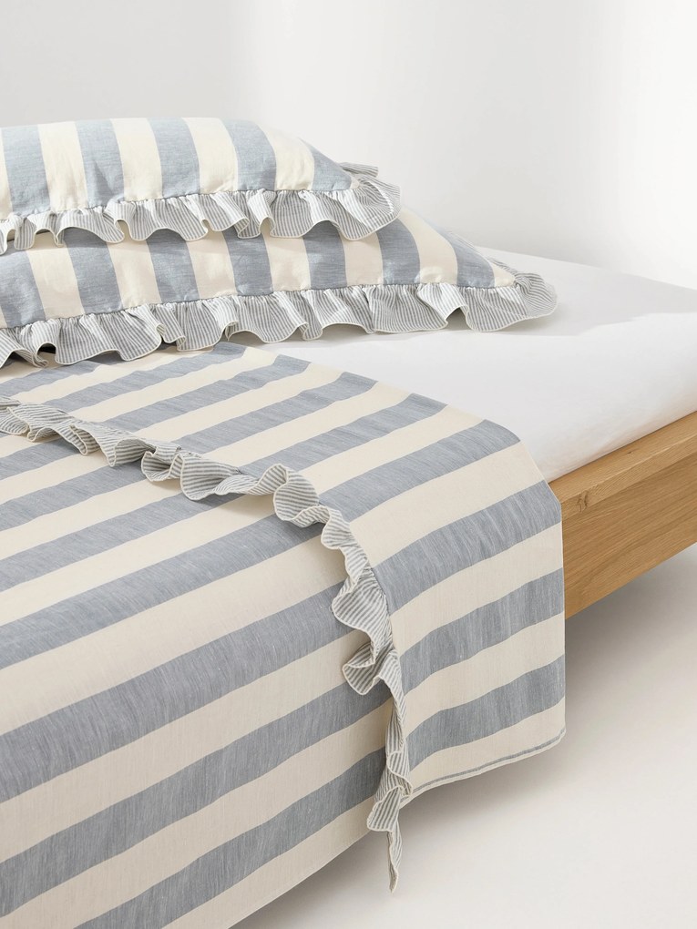 Lençol em linho e algodão com folhos Posie