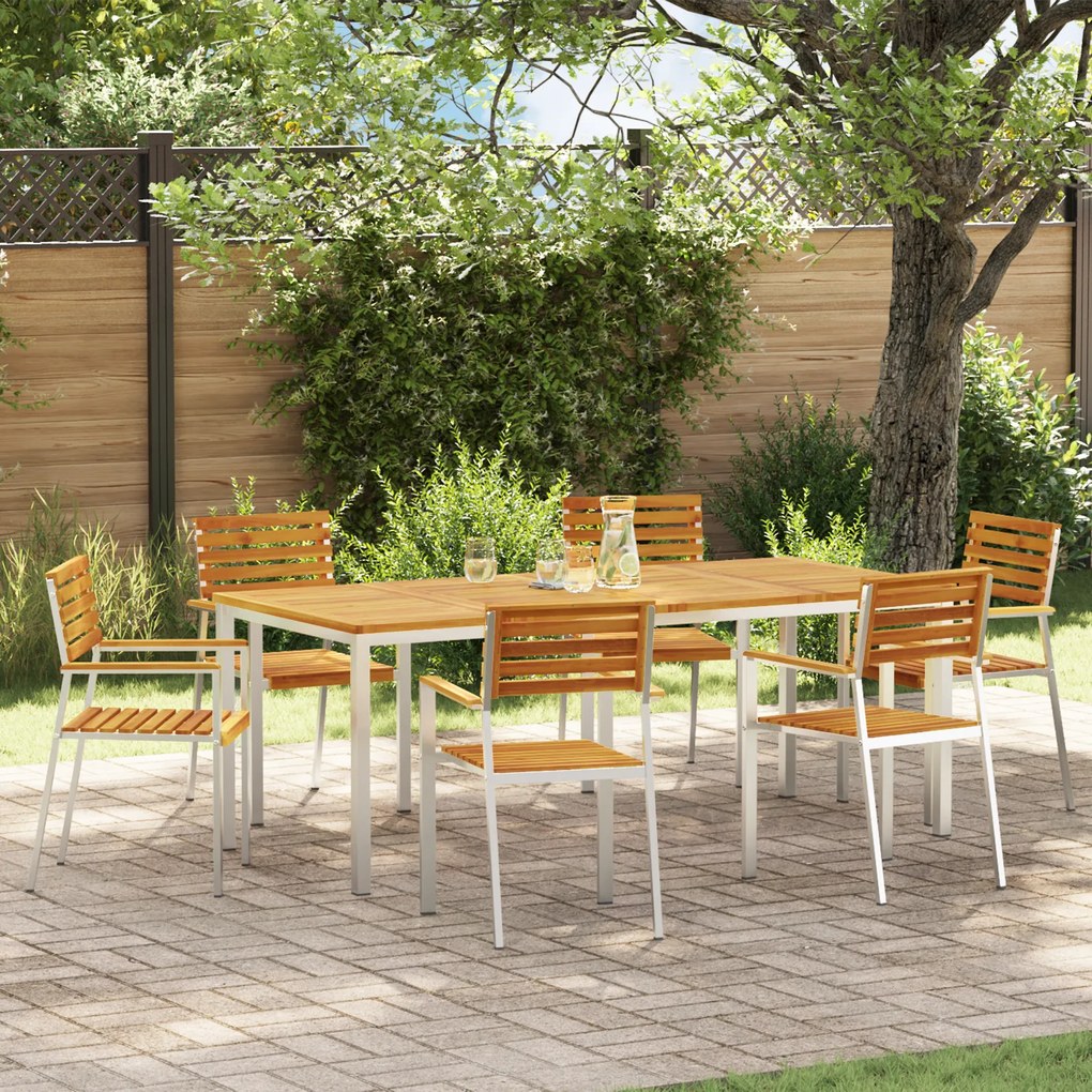 Conjunto de Jantar para Jardim vidaXL 7 Peças Madeira Sólida Acácia