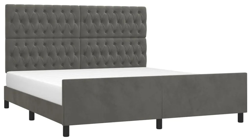 Estrutura de cama c/ cabeceira 180x200cm veludo cinzento-escuro