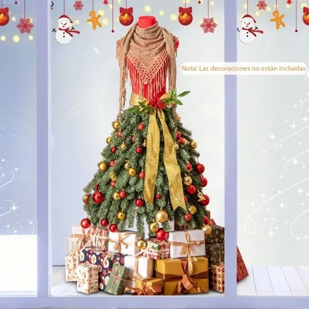 Árvore de Natal artificial Lojas roupa pré-iluminada de 150 cm com vestido em forma de manequim com 248 pontas de ramos 100 bagas vermelhas Luzes LED