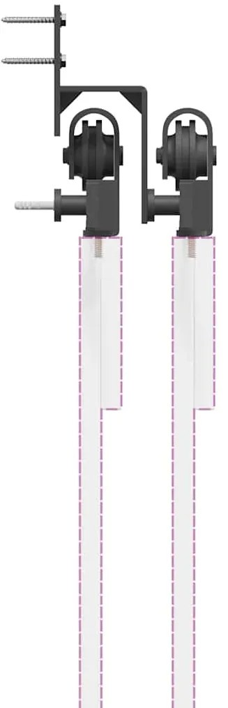 Kit de ferragens para porta deslizante 305 cm aço preto