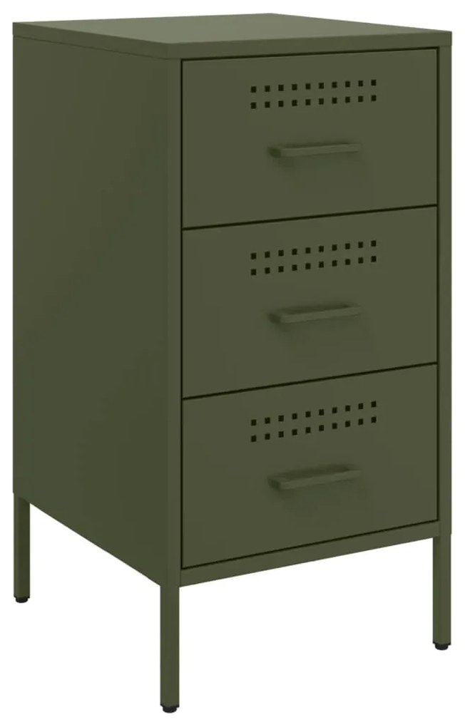 Mesas de cabeceira 2 pcs 36x39x68 cm aço verde-azeitona