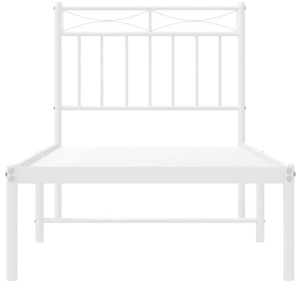 Estrutura de cama com cabeceira 75x190 cm metal branco