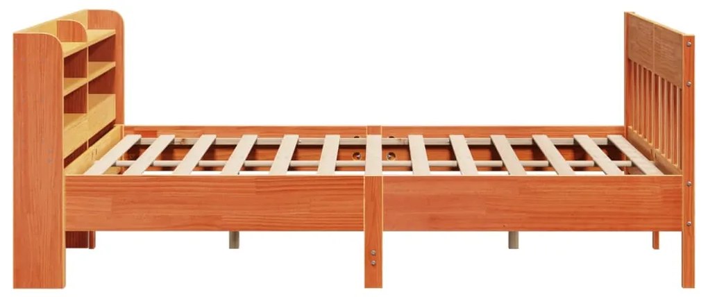 Cama sem colchão 200x200 cm pinho maciço castanho-mel