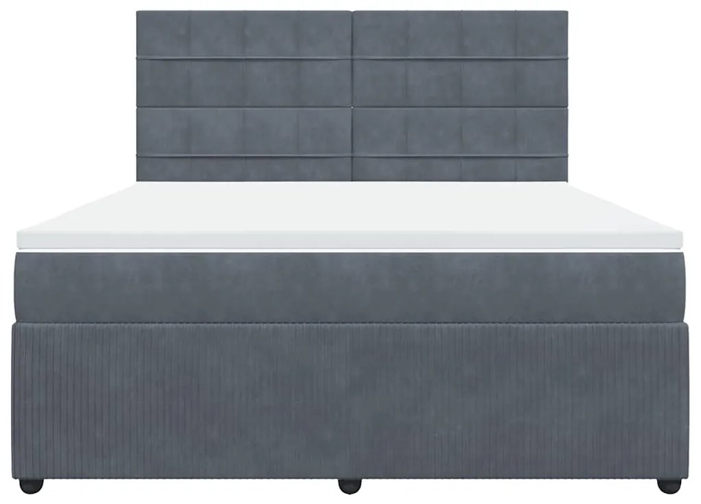 Cama com molas/colchão 180x200 cm veludo cinzento-escuro