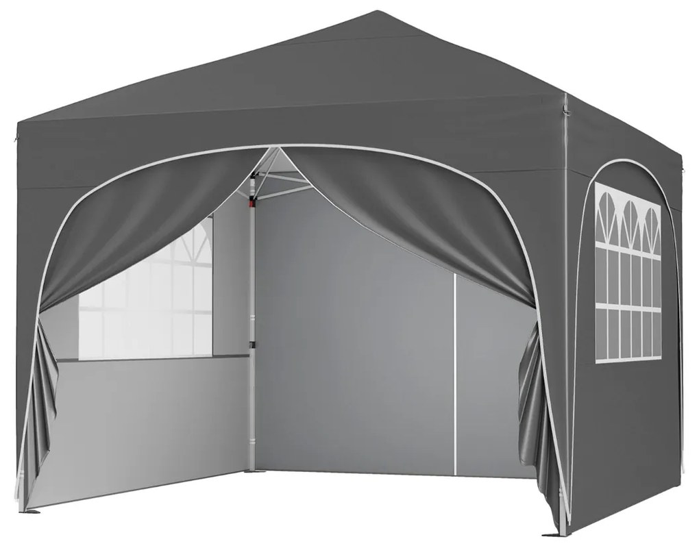 Tenda Jardim. Festas, Eventos 3 x 3 m Pop UP com 4 Paredes om4 Sacos de Areia, com Bolsa Transporte Cinzenta