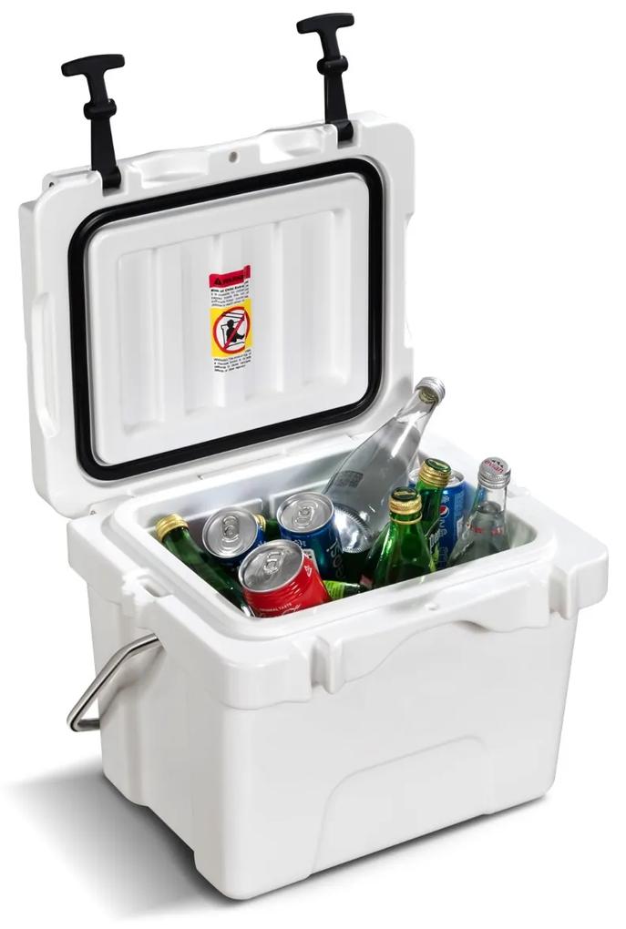 Mala térmica 15 L caixa de gelo portátil com recipientes 24 latas para campismo 46 x 34 x 33 cm branco