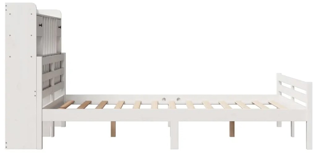 Cama com estante sem colchão 140x200 cm pinho maciço branco