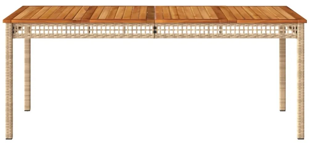 Mesa de jardim 180x90x75 cm vime PE e madeira de acácia bege