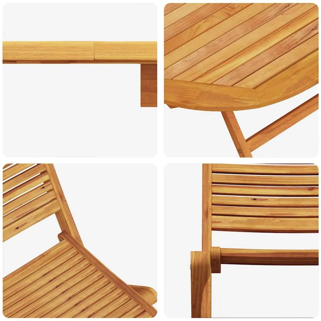 Conjunto de Jantar de Jardim 7 pcs Madeira Largo Madeira Sólida