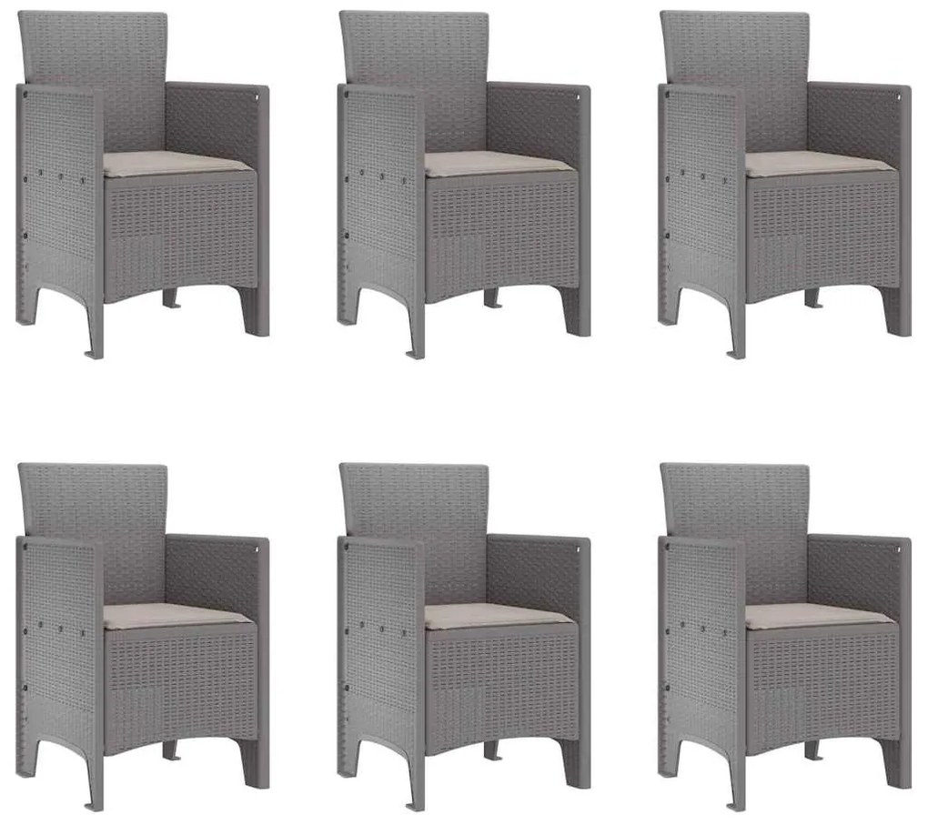 Conjunto de Jantar para Jardim 7 pcs Cinzento-claro