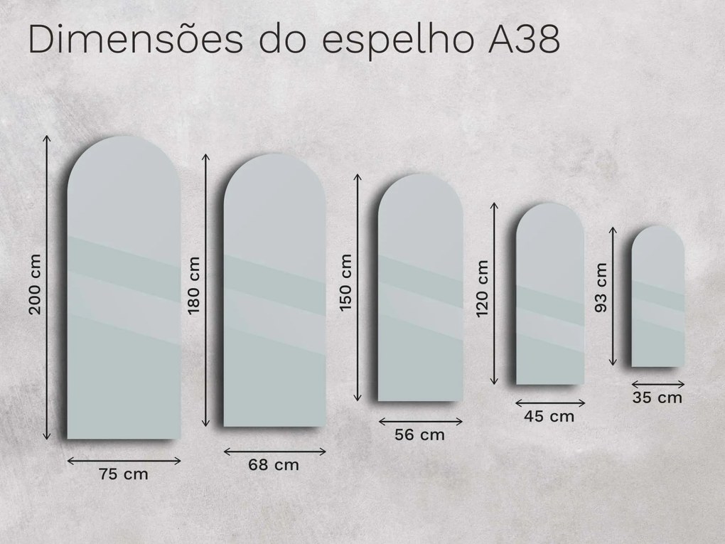 Espelho atípico com iluminação A38 75×200
