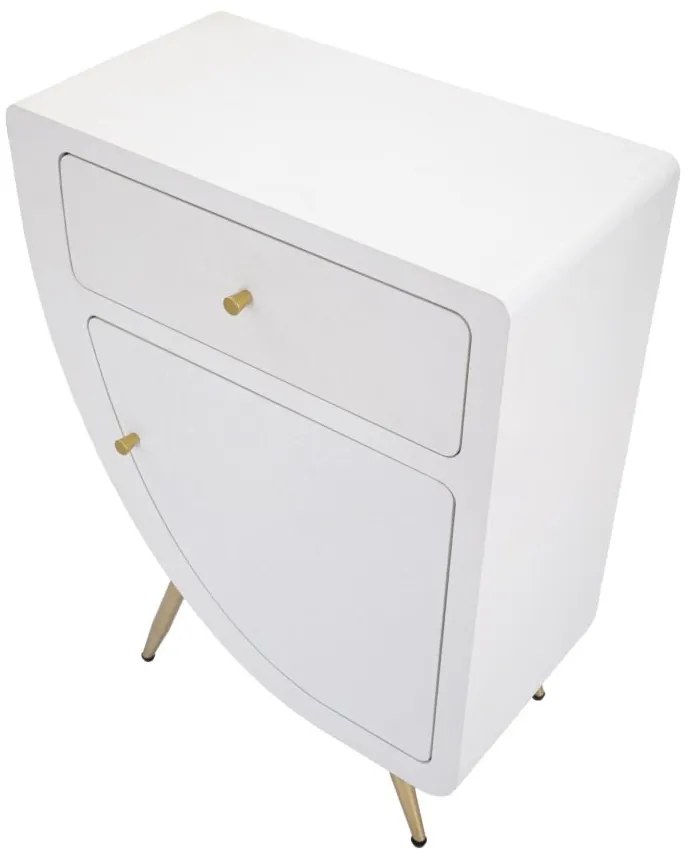 MESA DE CABECEIRA VENUS 60X32X79 CM BRANCA E DOURADA
