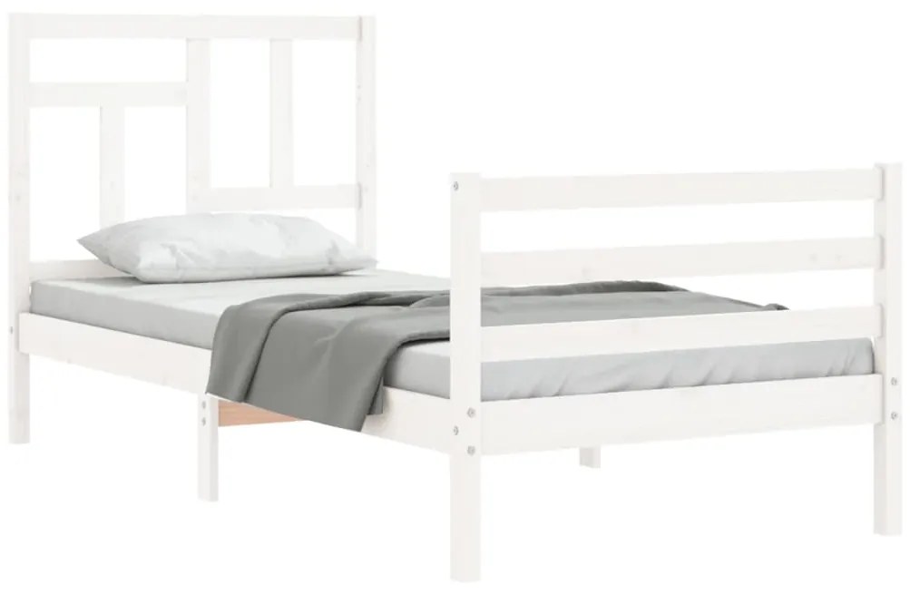 Estrutura de cama com cabeceira 90x200 cm madeira maciça